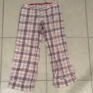 Y2K Juicy Couture Plaid Pajama Pants in Pink and White M